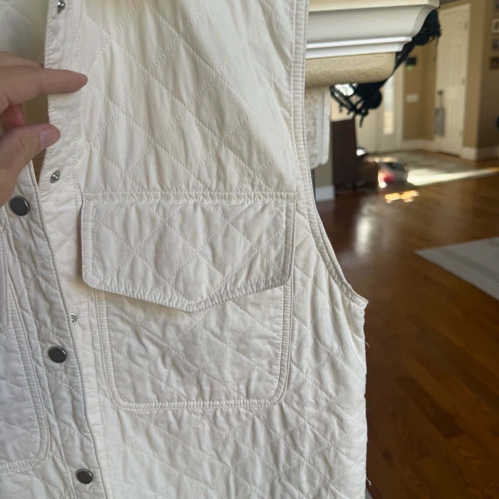 H&M Ivory Oversized Long Quilted Vest Size S - Picture 4 of 4